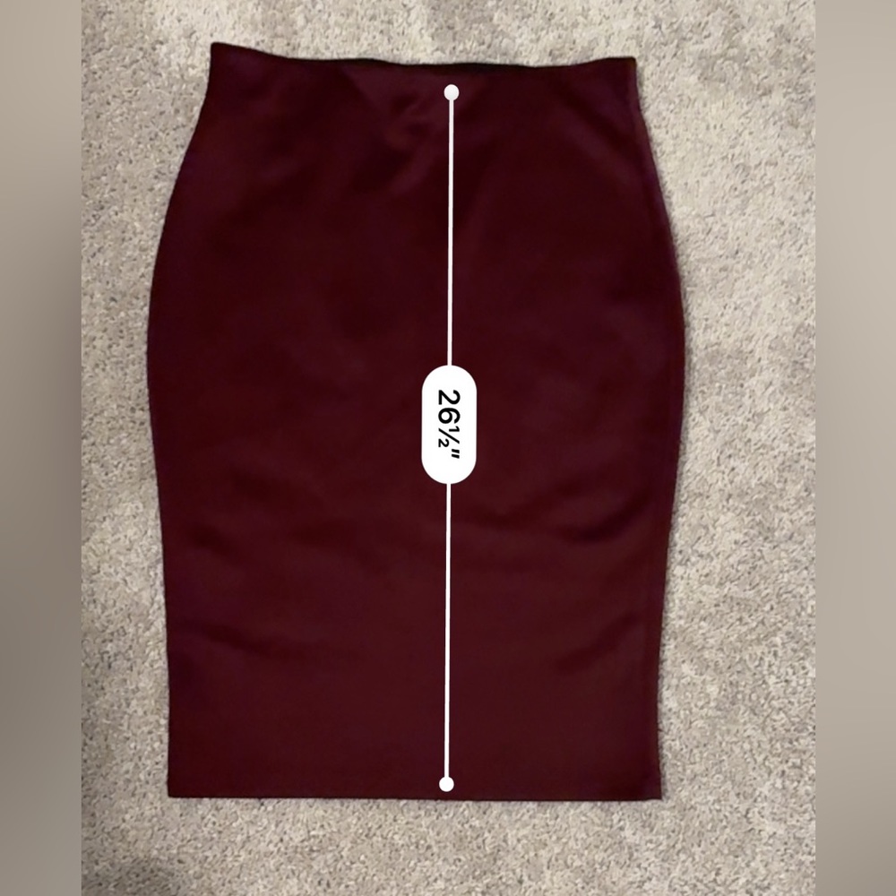 Burgundy midi pencil skirt